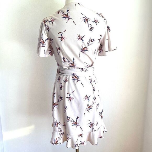 Stylestalker Penny Mini Wrap Dress Off White Bird of Paradise Print Size Small - Picture 9 of 15